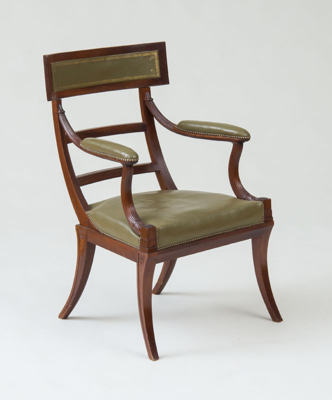 Appraisal: REGENCY STYLE CARVED MAHOGANY ARMCHAIR DESIGNED BY MRS MACDOUGAL TH