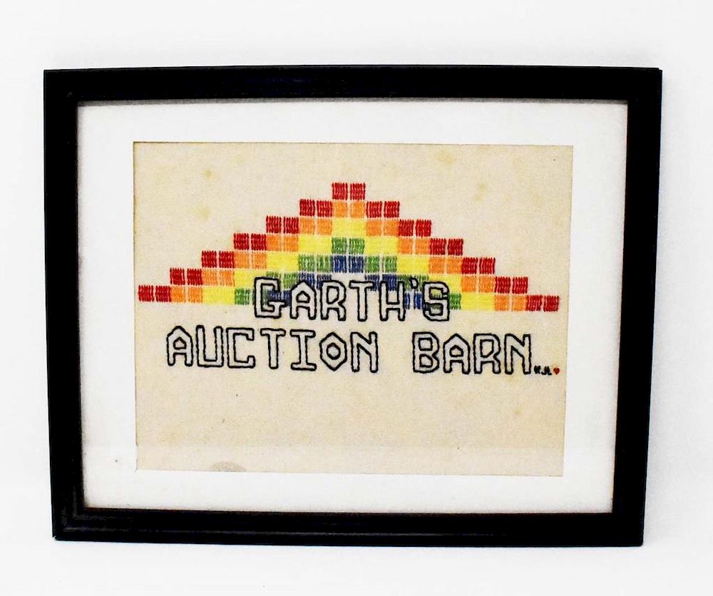 Appraisal: Framed needlework Garth's Auction barn Framed needlework Garth's Auction barn