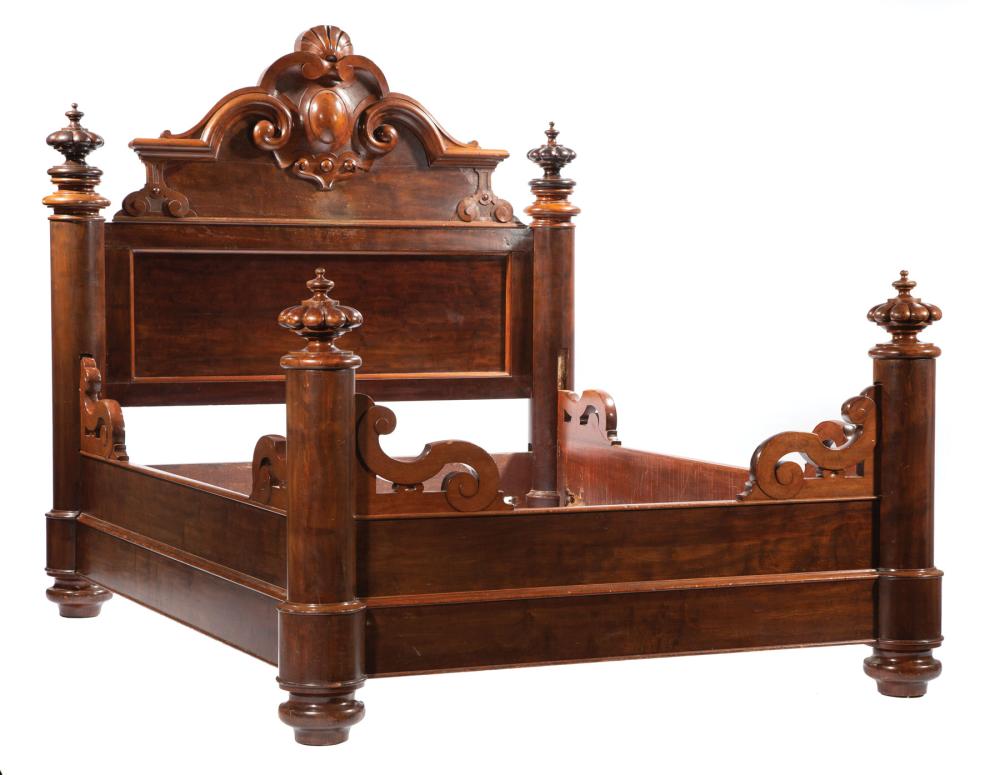 Appraisal: American Rococo Carved Mahogany Bedstead mid- th c New Orleans