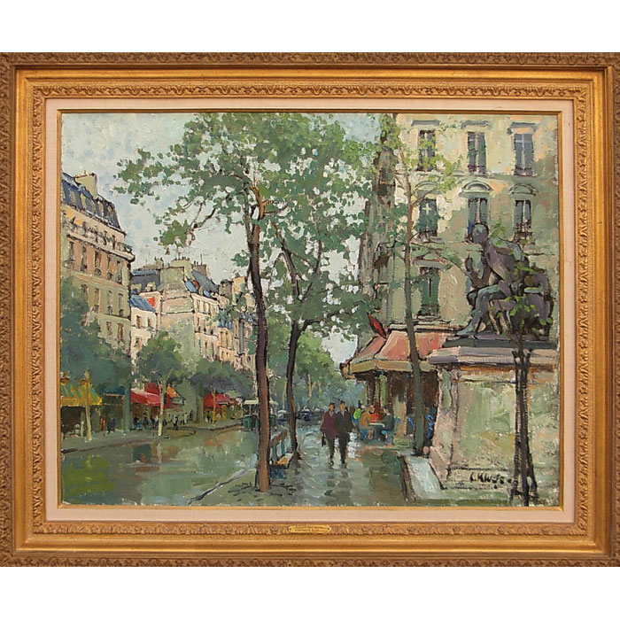 Appraisal: Constantin Kluge French - Boulevard Saint-Germain c oil on canvas