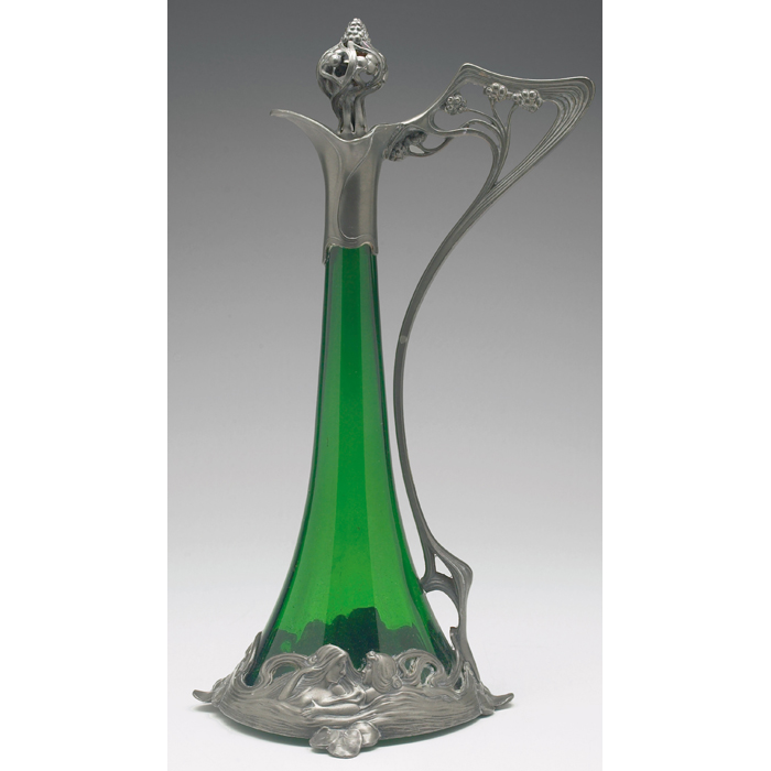 Appraisal: WMF decanter and stopper tapered form in green glass with