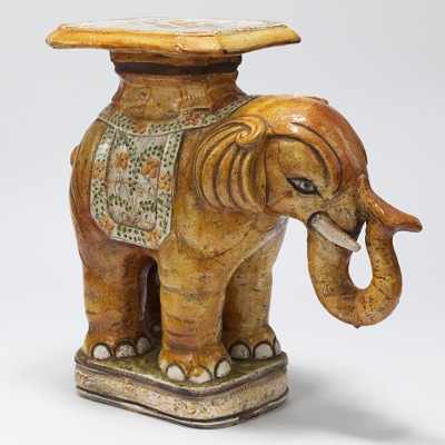 Appraisal: Elephant Garden Seat Chinese pottery garden seat in the form