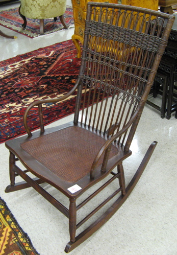 Appraisal: TWO VICTORIAN ROCKING CHAIRS American c both of solid wood