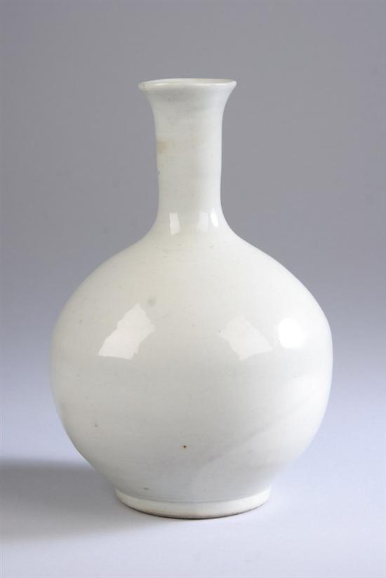 Appraisal: KOREAN WHITE GLAZED PORCELAI BOTTLE-FORM VASE Choson Dynasty th century