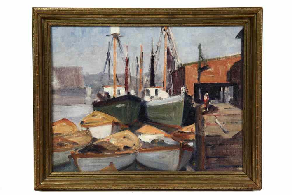 Appraisal: OOCB - Rockport Harbor by Emile Gruppe unsigned depicting moored