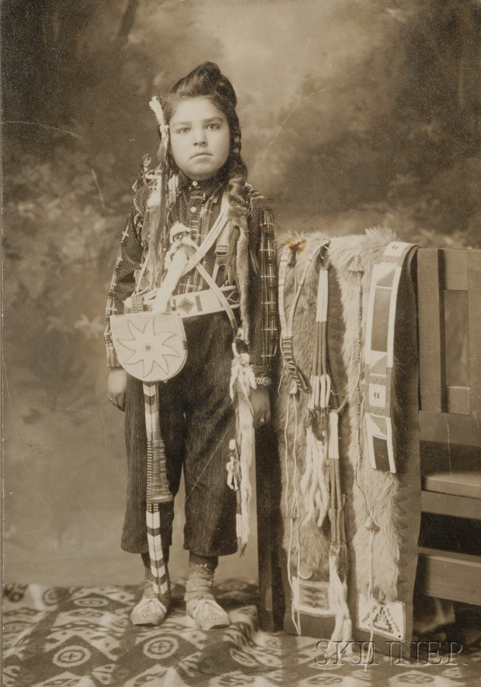 Appraisal: Photograph of a Crow Boy Rembrandt Studio Lewiston Idaho wearing