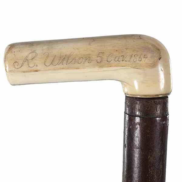 Appraisal: Civil War Ivory-Handled Walking Cane Inscribed R Wilson Cav in