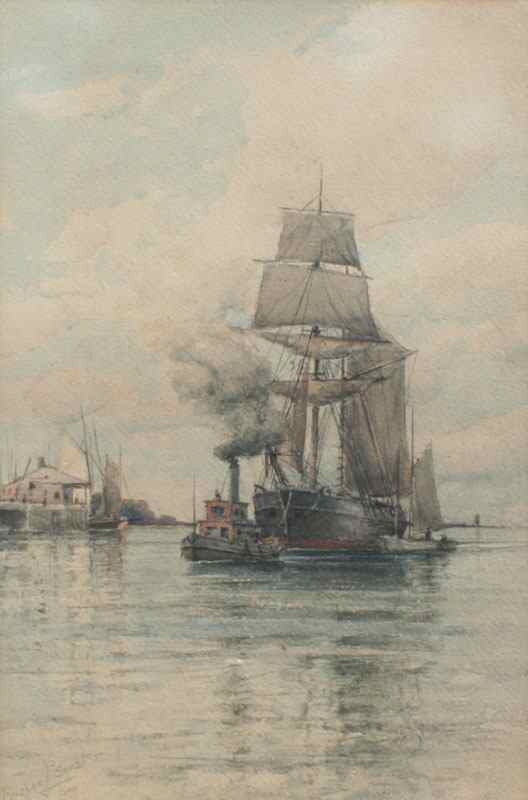 Appraisal: SENAT Prosper Louis American - New England Harbor Scene with