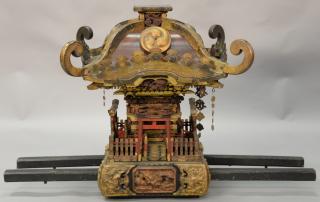 Appraisal: Japanese bronze gilt bronze and carved wood processional temple missing