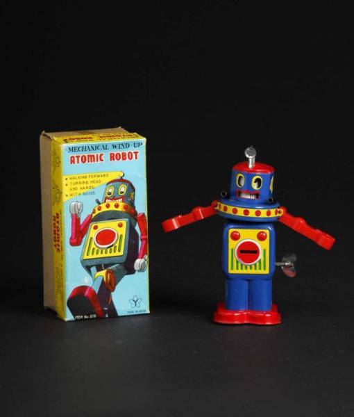 Appraisal: Tin Atomic Wind-Up Robot Description Japanese Made by Yonesowa When