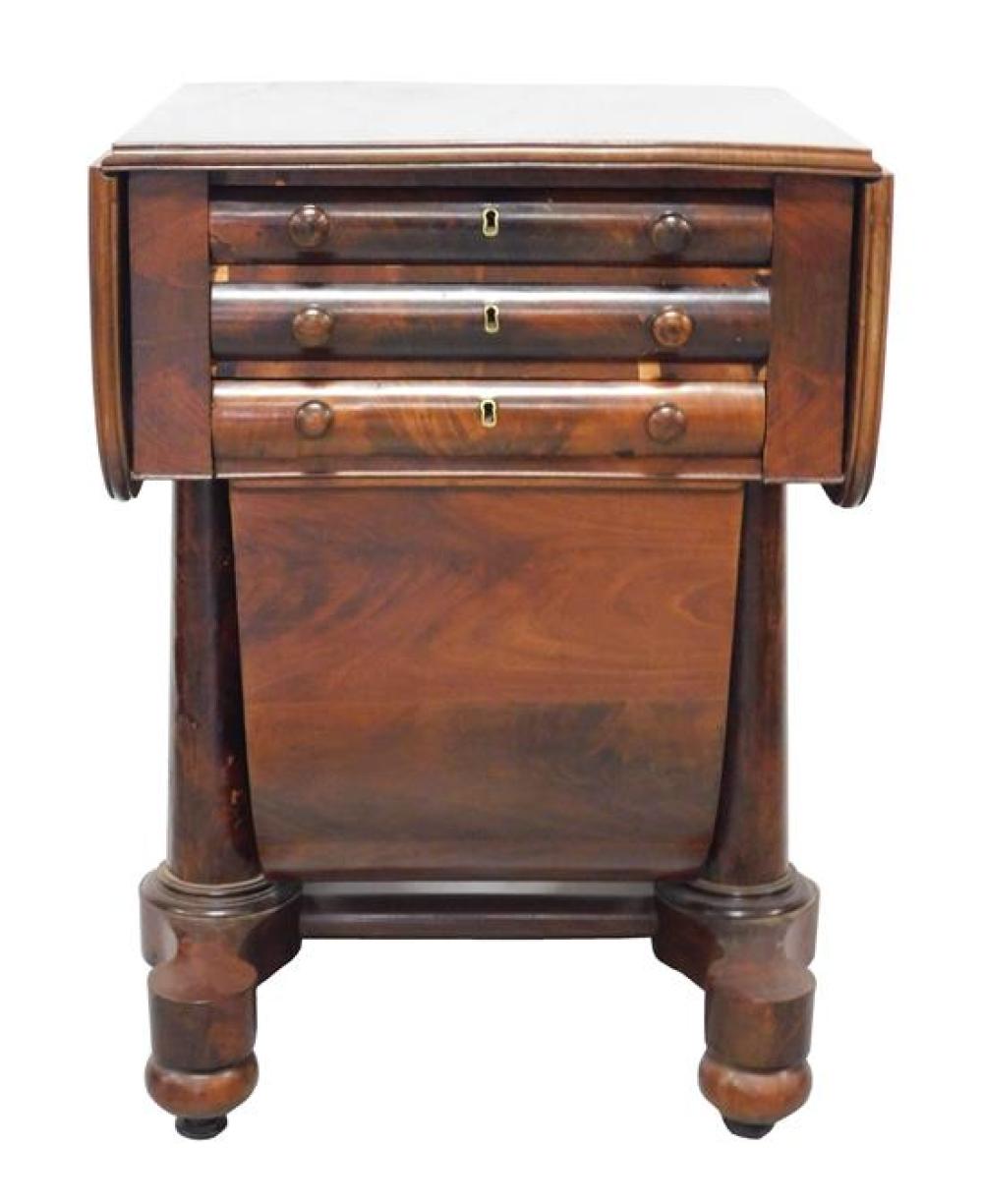 Appraisal: Empire sewing worktable American early th C mahogany and mahogany