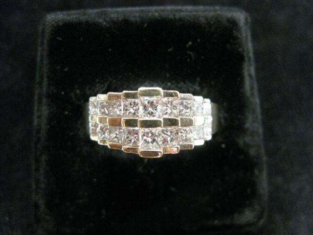 Appraisal: Diamond Ring two rows of fine princess cut diamonds totaling