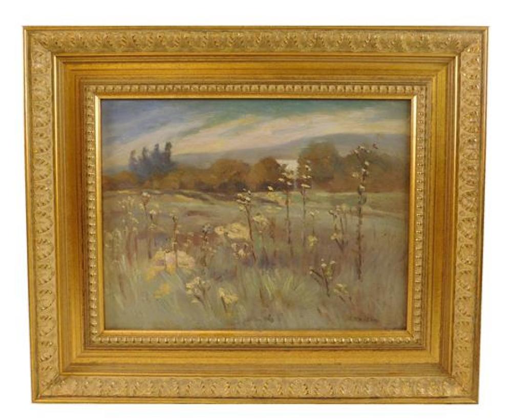 Appraisal: Adele Watson American - oil on board depicts a field