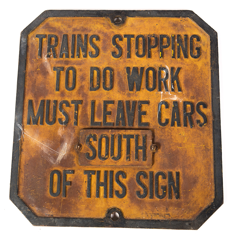 Appraisal: CAST IRON RAILROAD MAINTENANCE SIGN American nd quarter- th century