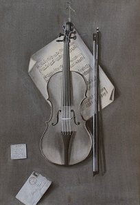 Appraisal: TROMPE L'OEIL VIOLIN DRAWING '' x '' sight size signed