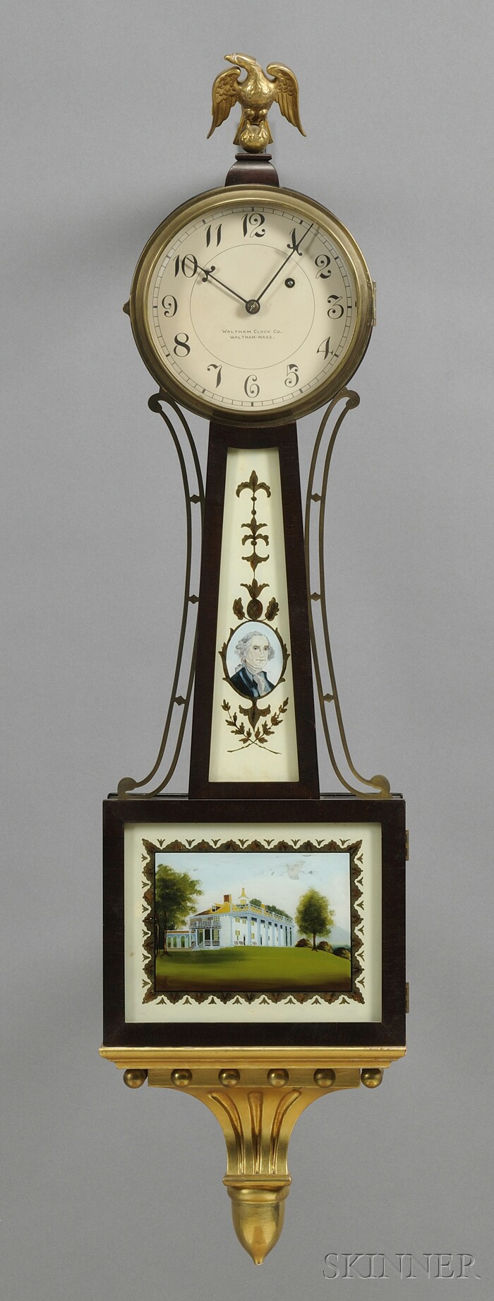 Appraisal: Waltham Mahogany Willard No Banjo Clock Waltham Clock Company Waltham