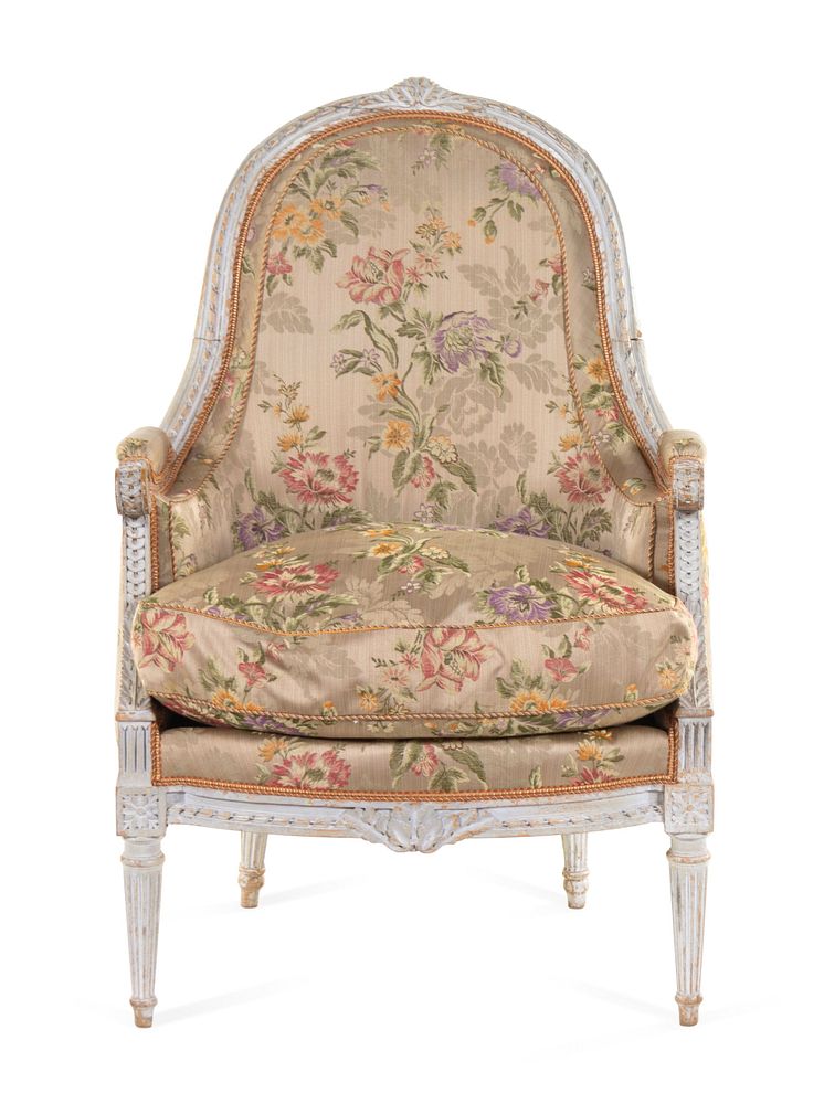 Appraisal: A Louis XVI Style White-Painted Bergere A Louis XVI Style