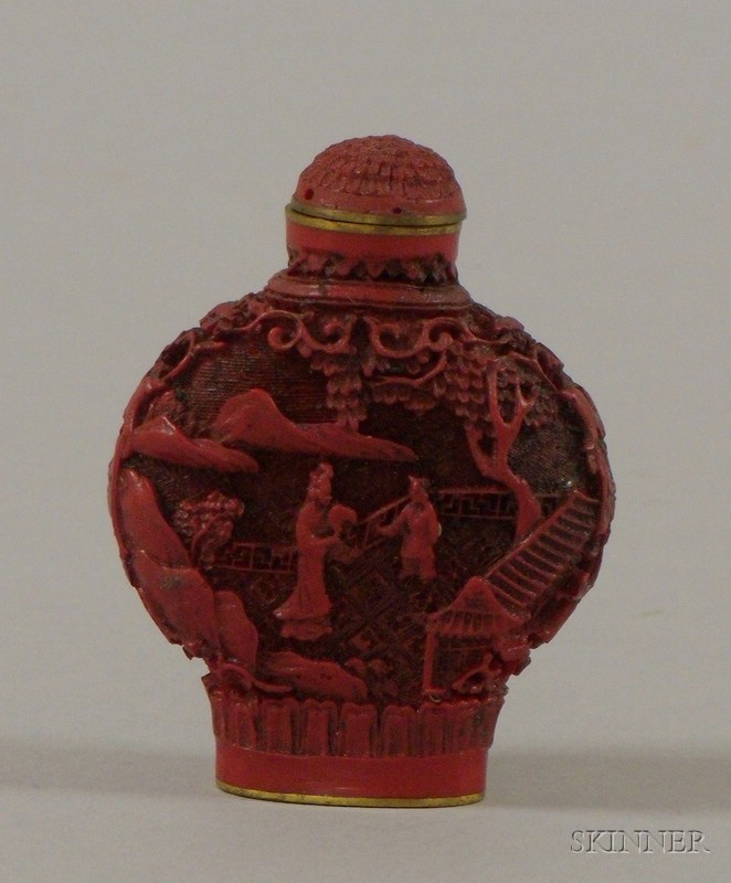 Appraisal: Chinese Faux Cinnabar Lacquer Snuff Bottle