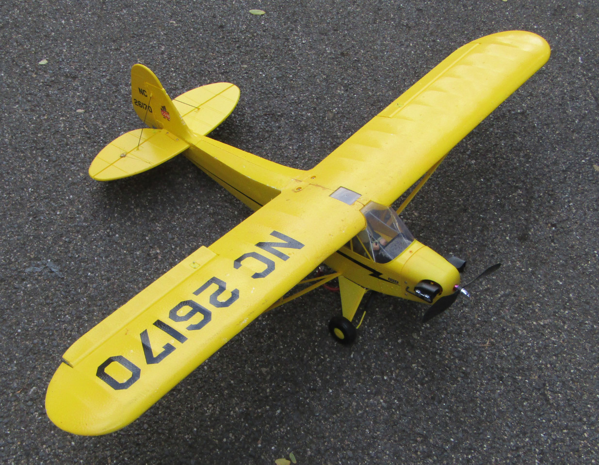 Appraisal: A polystyrene Piper Cub single propeller remote controlled airplane NC