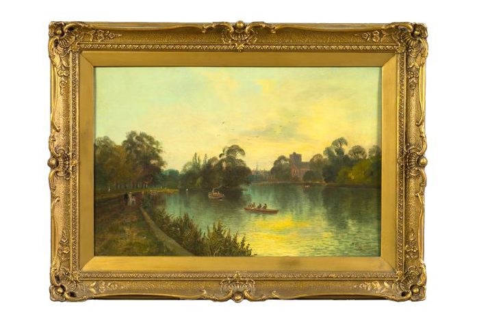 Appraisal: American School th Century Afternoon on the River oil on