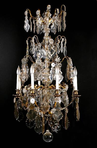 Appraisal: A Louis XV style gilt bronze and cut glass eight