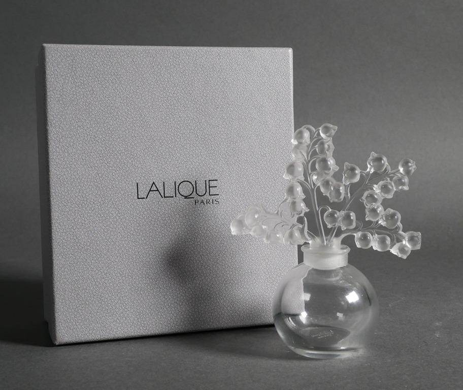 Appraisal: Lalique crystal Clairefontaine perfume bottle ball shaped flacon with lily