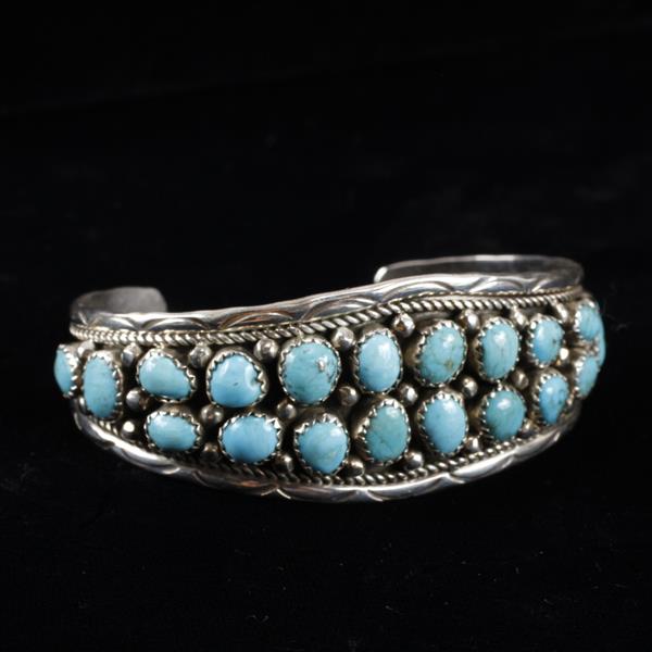 Appraisal: Navajo sterling silver Sleeping Beauty Turquoise cuff bracelet signed Anita