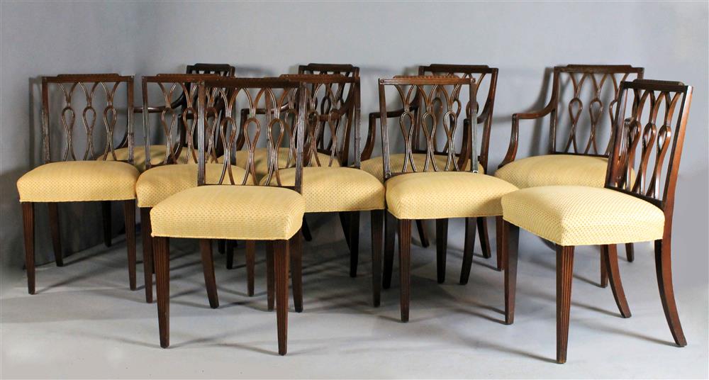 Appraisal: SET OF TEN MAHOGANY SHERATON STYLE DINING ROOM CHAIRS INCLUDING