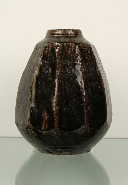 Appraisal: Janet Leach British - at Leach PotteryVasefacet cut sides poured