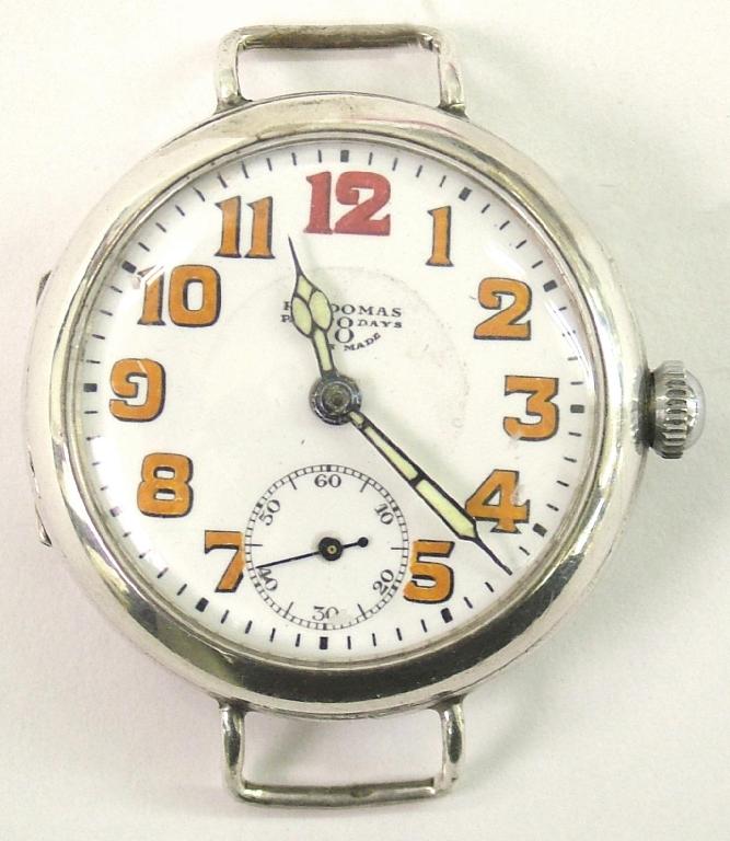 Appraisal: Unusual silver 's Hebdomas eight day wire lug gentleman's wristwatch