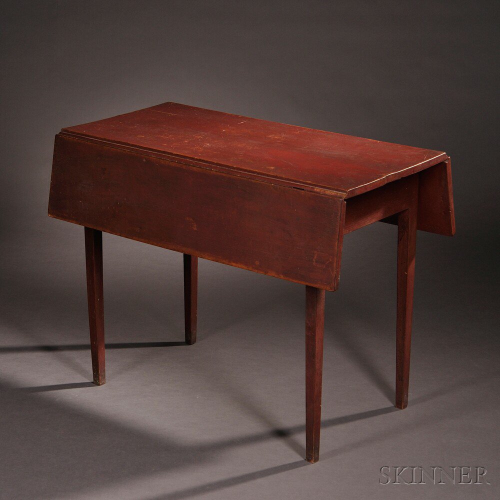 Appraisal: Shaker Red-painted Cherry Drop-leaf Table Sabbathday Lake Maine early th