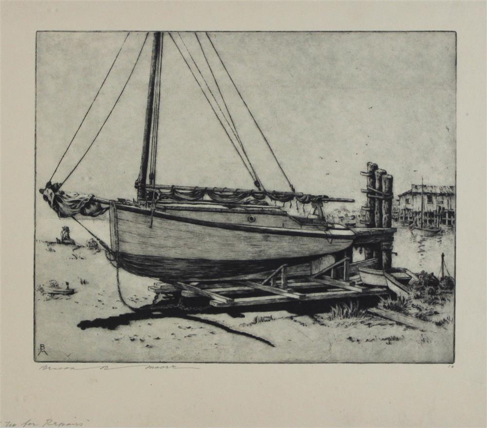 Appraisal: BENSON BOND MOORE AMERICAN - GROUP OF THREE PRINTS Drypoint