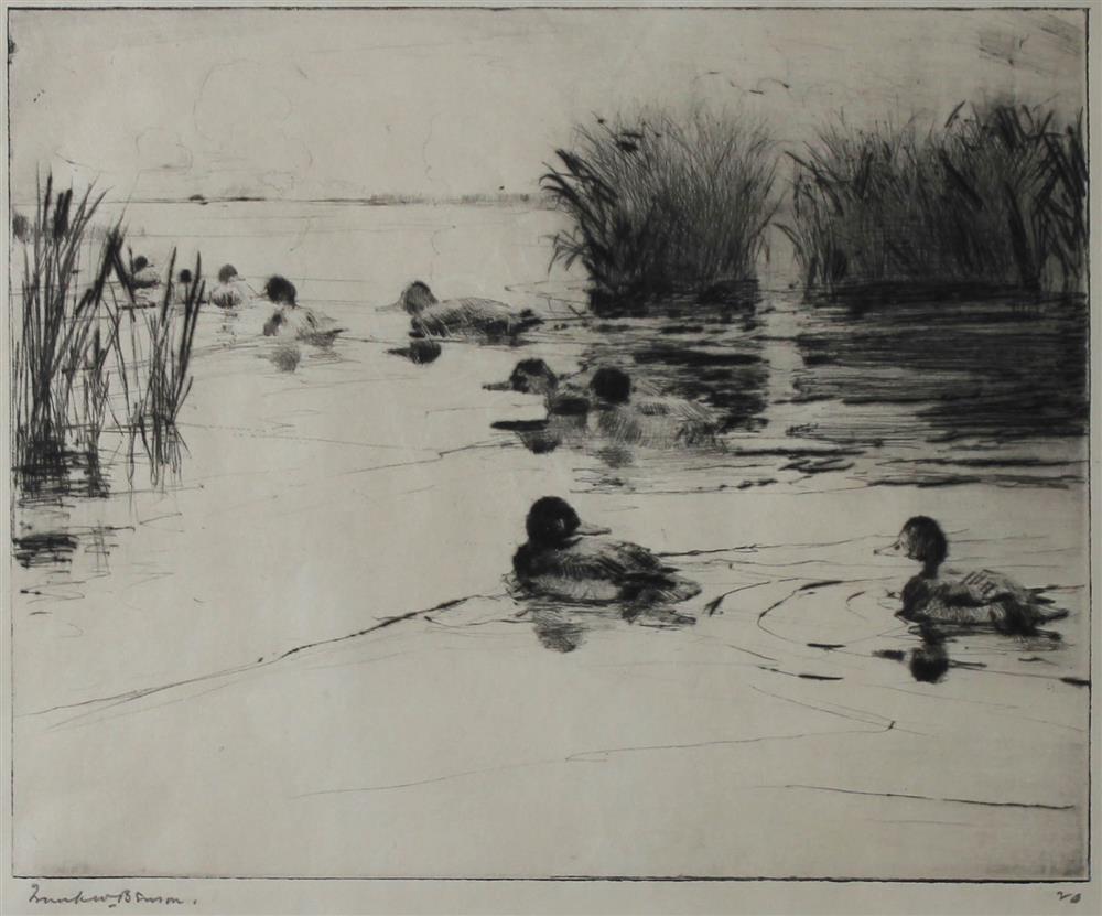 Appraisal: FRANK BENSON AMERICAN - DUCKS Drypoint etching x in sight