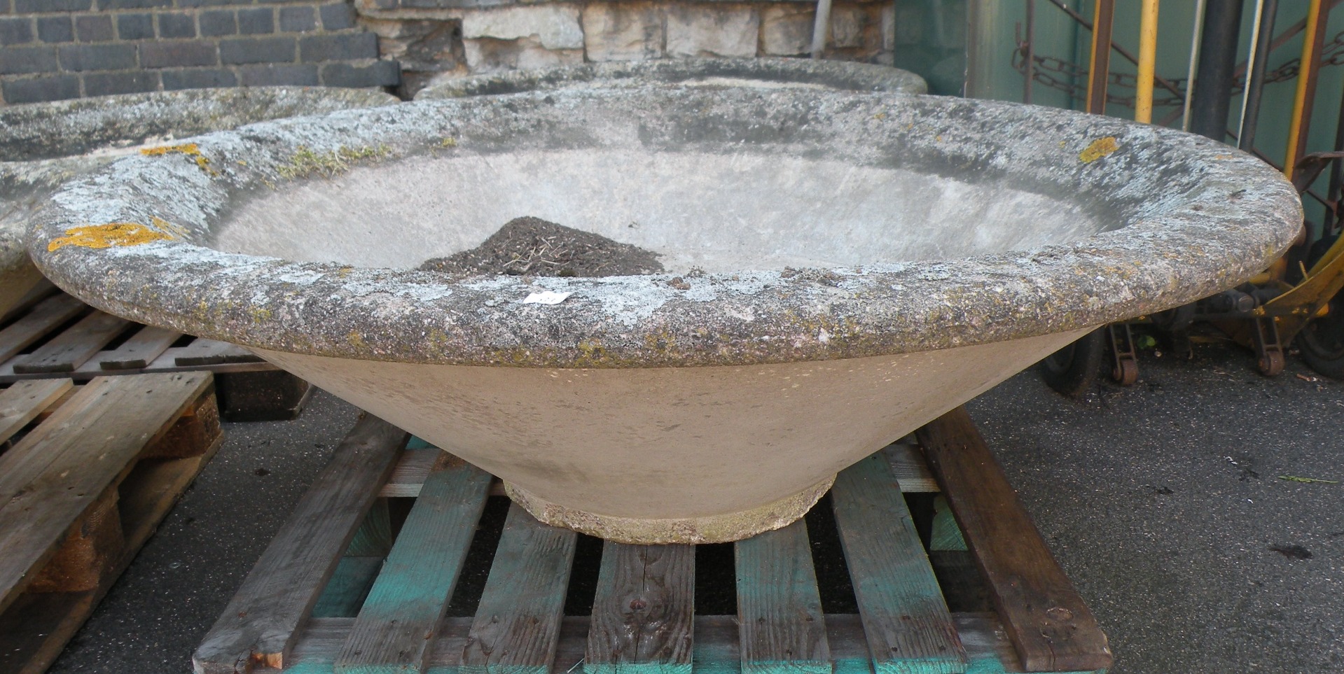 Appraisal: A large concrete Mexican hat style garden planter with circular