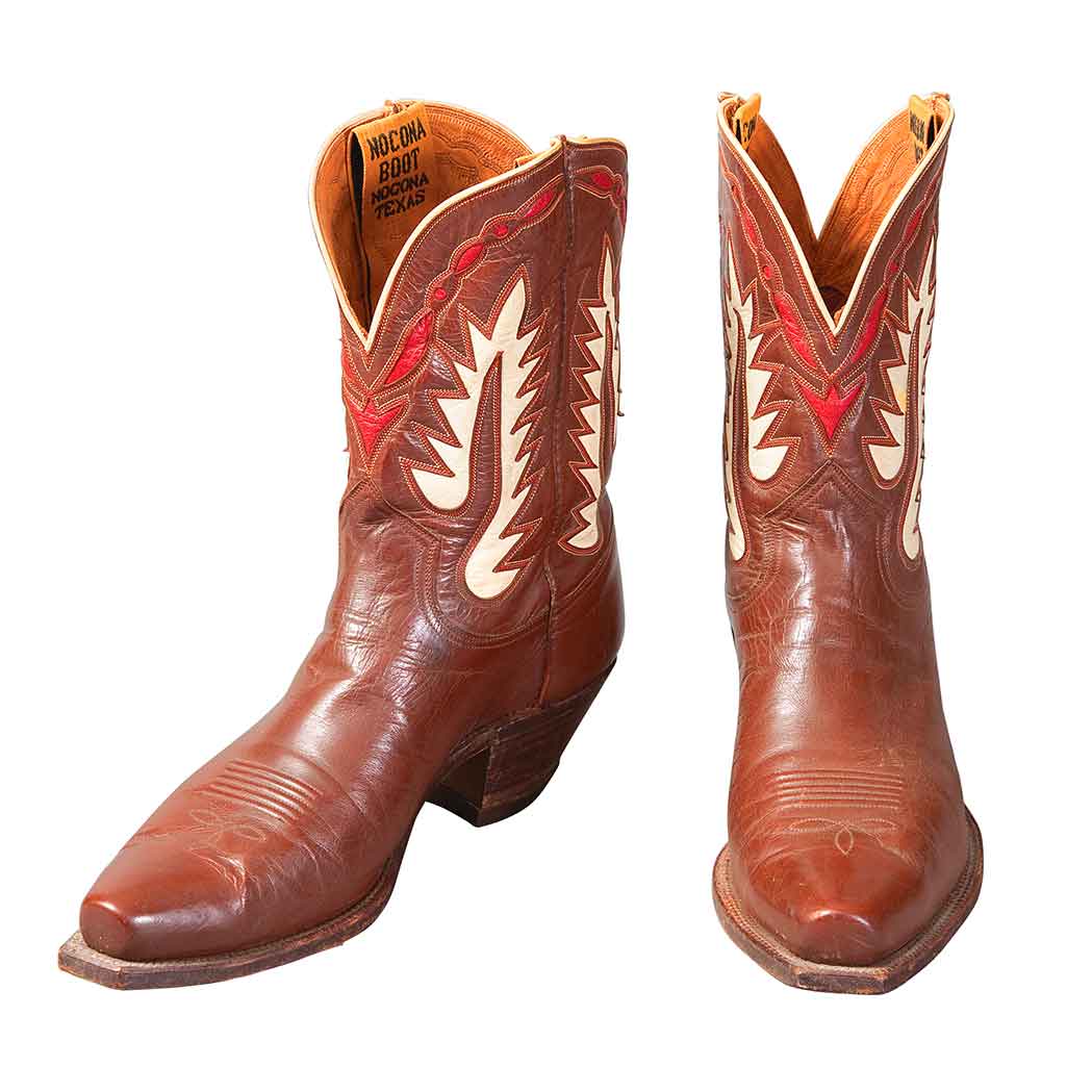 Appraisal: Pair of Cowboy Boots The brown ivory and red leather