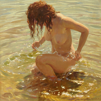 Appraisal: Max Middleton born Playing in the Shallows oil on canvas