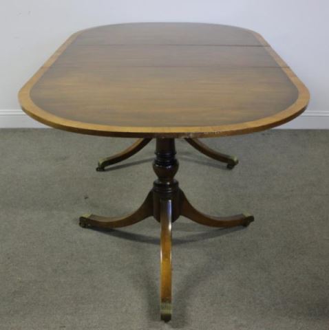 Appraisal: Double Pedestal Kittinger Banded Dining Table With two leaves From