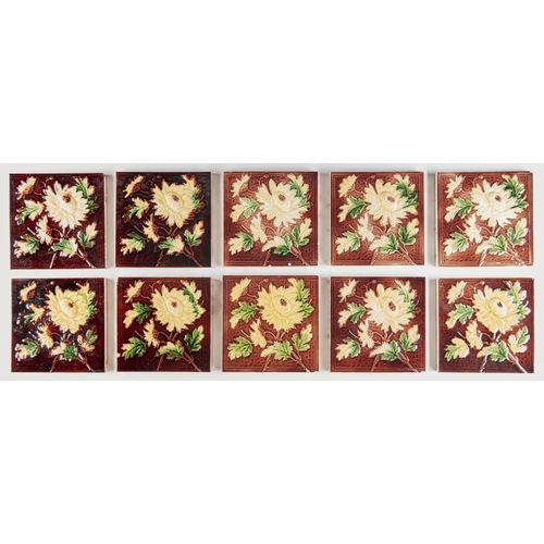 Appraisal: A set of ten late Victorian majolica wall tiles c