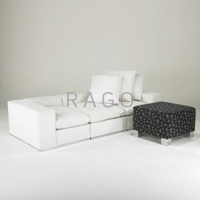 Appraisal: ARVE Sectional sofa and ottoman Italy s Upholstery and chromed