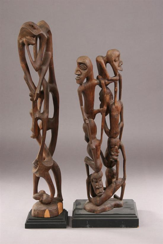 Appraisal: TWO MAKOBE WOOD STATUES Mozambique Tanzania