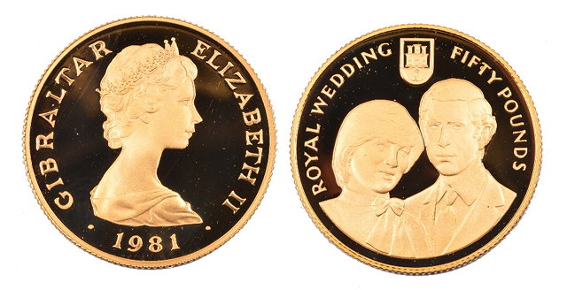 Appraisal: Proof Royal Wedding fifty pounds gold coinissued in Gibraltar in