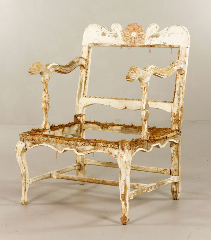 Appraisal: - th C Italian Armchair th century armchair with shell