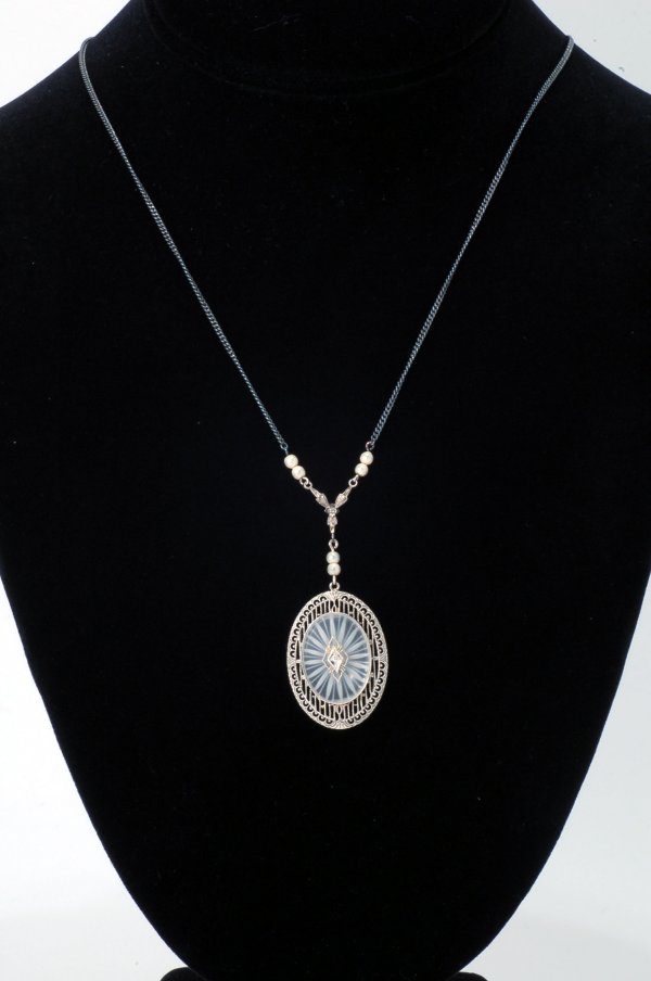 Appraisal: Lalique filigree necklace having a mm x mm marked K