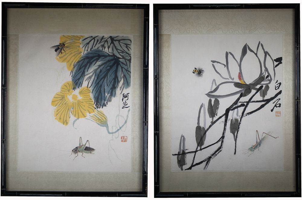 Appraisal: Qi Baishi Woodblock Prints Qi Baishi Woodblock Prints Image Size