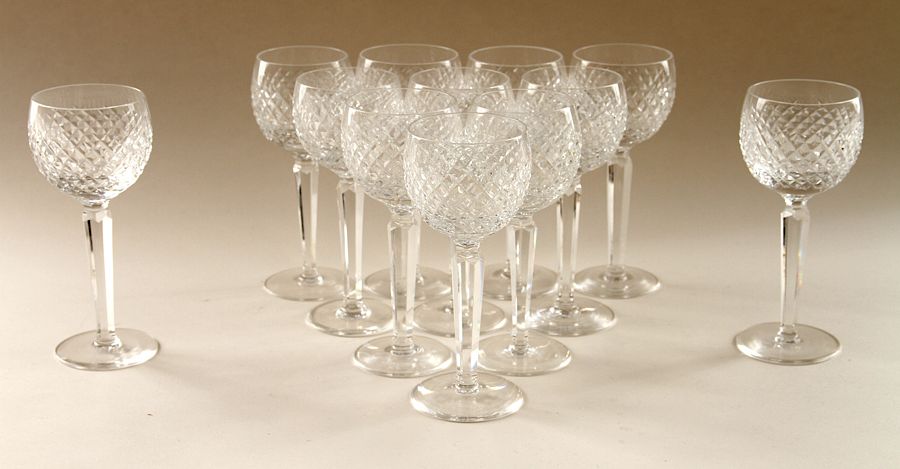 Appraisal: WATERFORD CRYSTAL WINE GLASSES ALANA PATTERN Twelve Waterford crystal wine