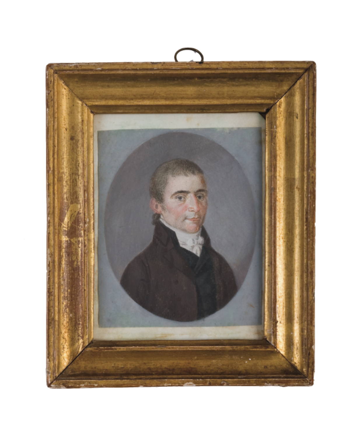 Appraisal: SETH MITCHELL SON OF CHRISTOPHER BUST-LENGTH WATERCOLOR MINIATURE PORTAIT ON