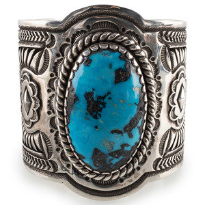 Appraisal: Dan Oliver Din th century Heavy Sterling Silver and Turquoise