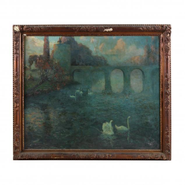 Appraisal: JULIEN C LOS BELGIAN - THE WHITE SWANS OF BRUGES