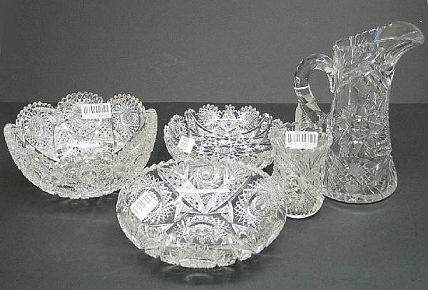 Appraisal: An assembled group of American Brilliant cut glass late th