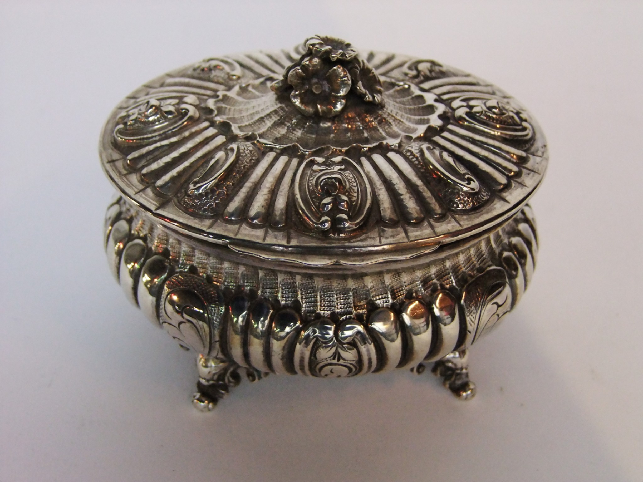 Appraisal: A Swedish silver caddy possibly standard of oval form with